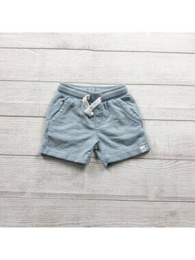 Burt’s Bees Baby Boys Light Blue Knit Shorts With Drawstring Pockets 6-9 Months